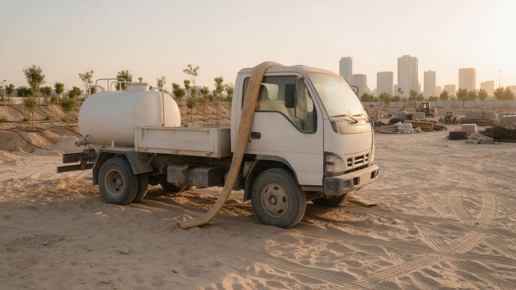 صورة توضيحية لWater tanker في بيئة تشغيل ترابية